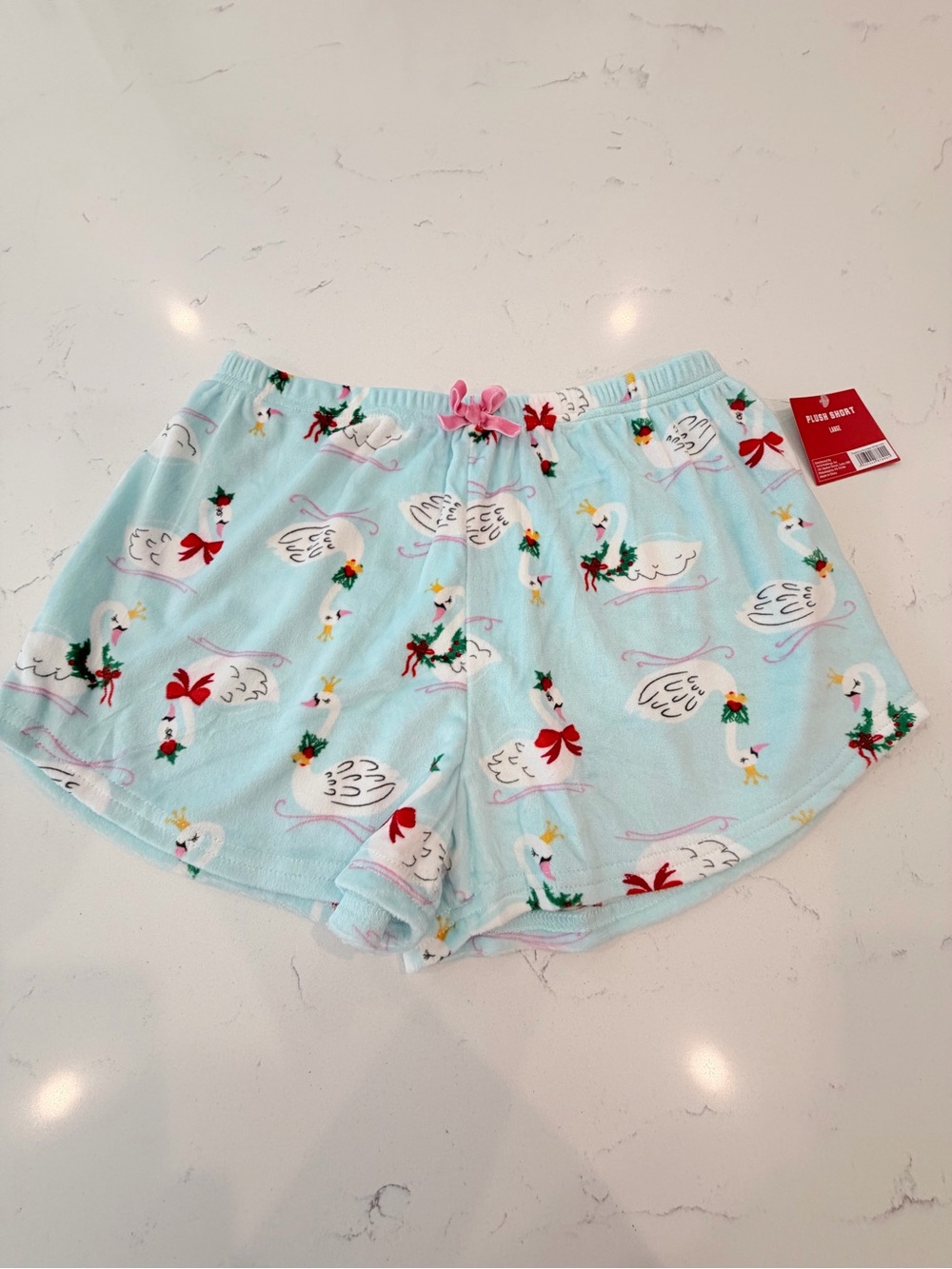 NWT Women's Light Blue Swan Print Pajama Shorts